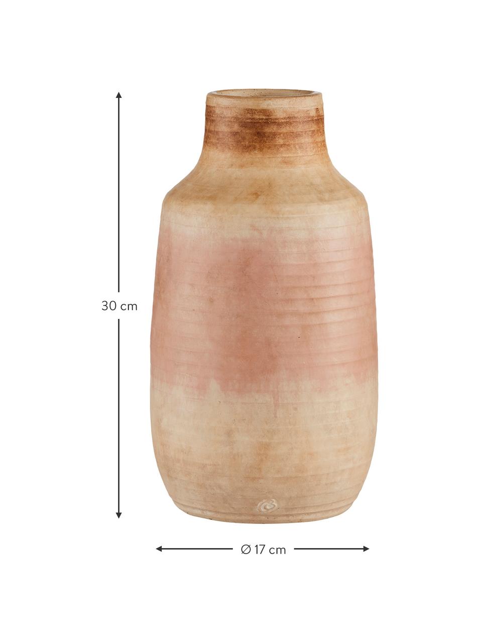 Jarrón de cerámica artesanal Asina, Cerámica, Naranja, beige, Ø 17 cm