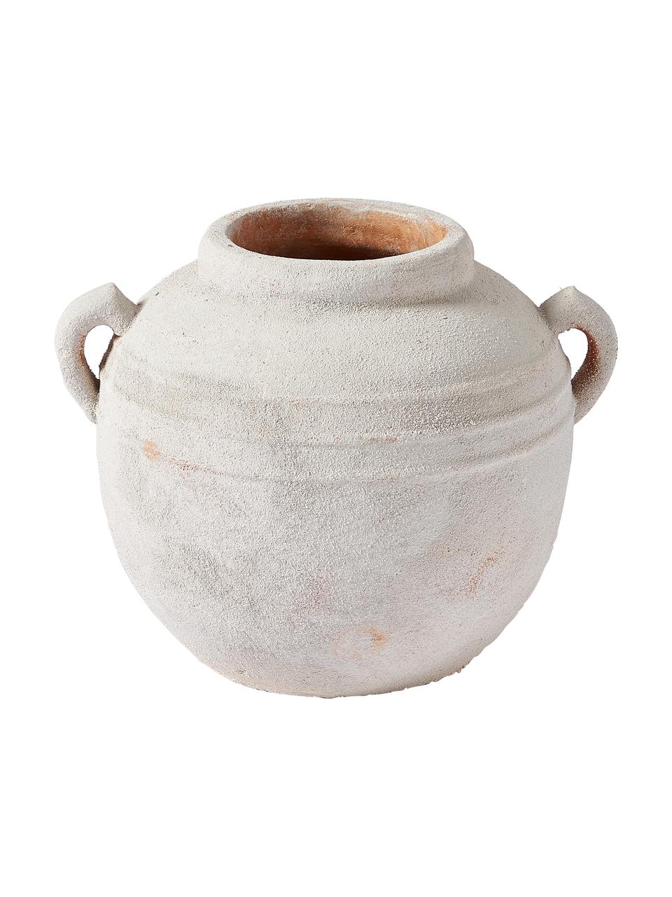 Vase à poser au sol, finition sablée Leana, Terracotta, Blanc crème, Ø 33 x haut. 31 cm