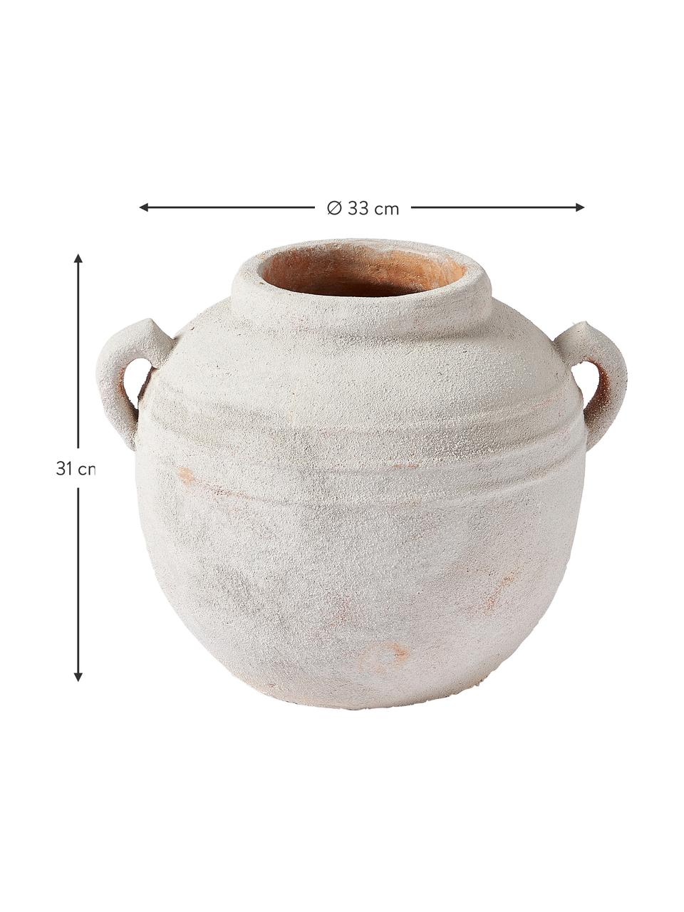 Vase à poser au sol, finition sablée Leana, Terracotta, Blanc crème, Ø 33 x haut. 31 cm