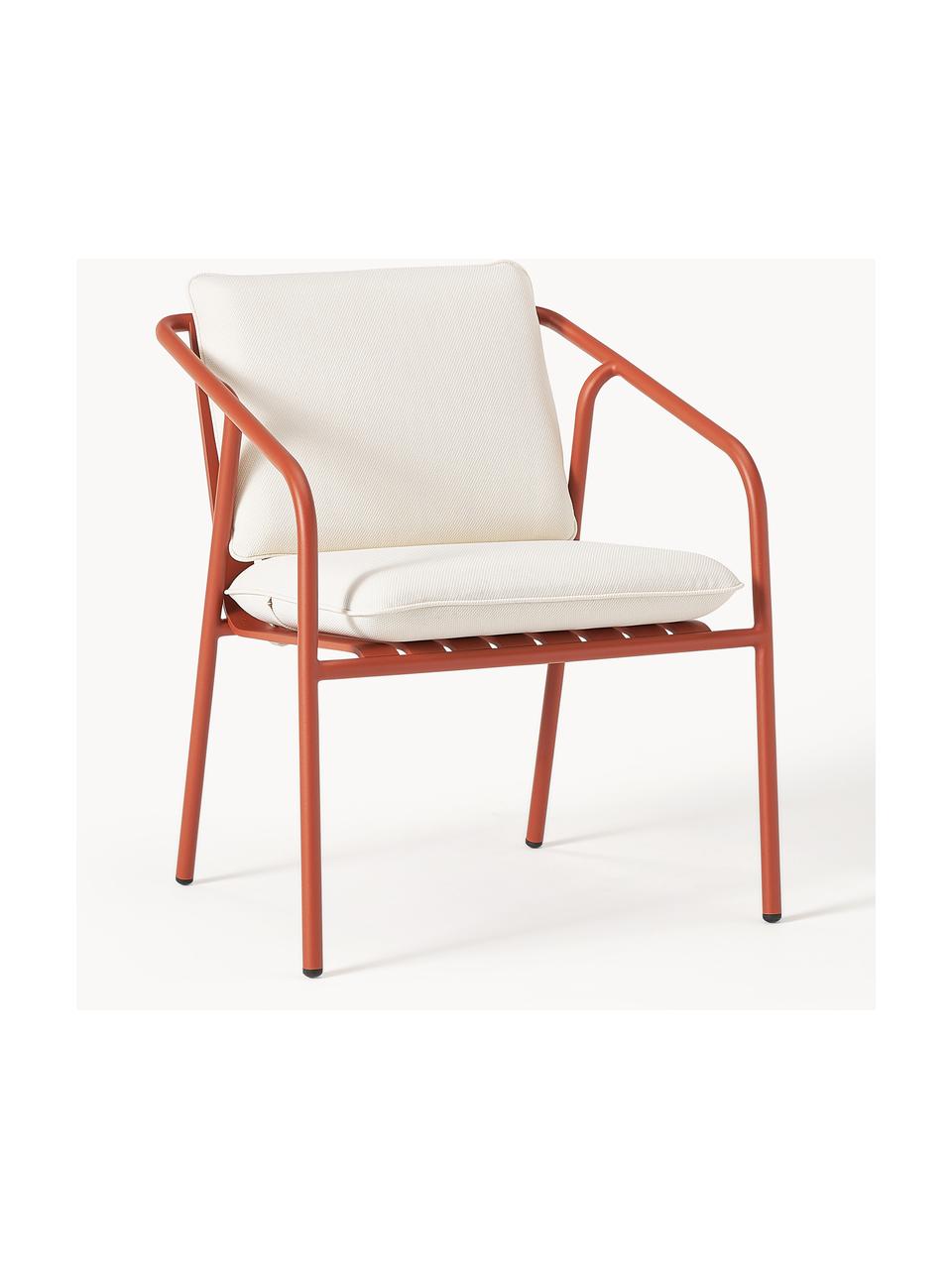 Tuin armstoel Caio, Bekleding: 100% polyester Met 20.000, Frame: aluminium, Gebroken wit, terracotta, B 69 x D 60 cm