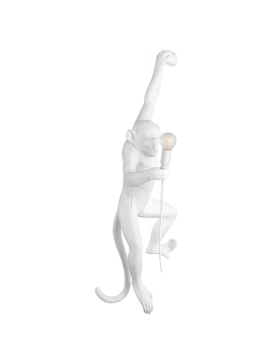 Design outdoor wandlamp Monkey met stekker, Lamp: kunsthars, Wit, B 37 x H 77 cm