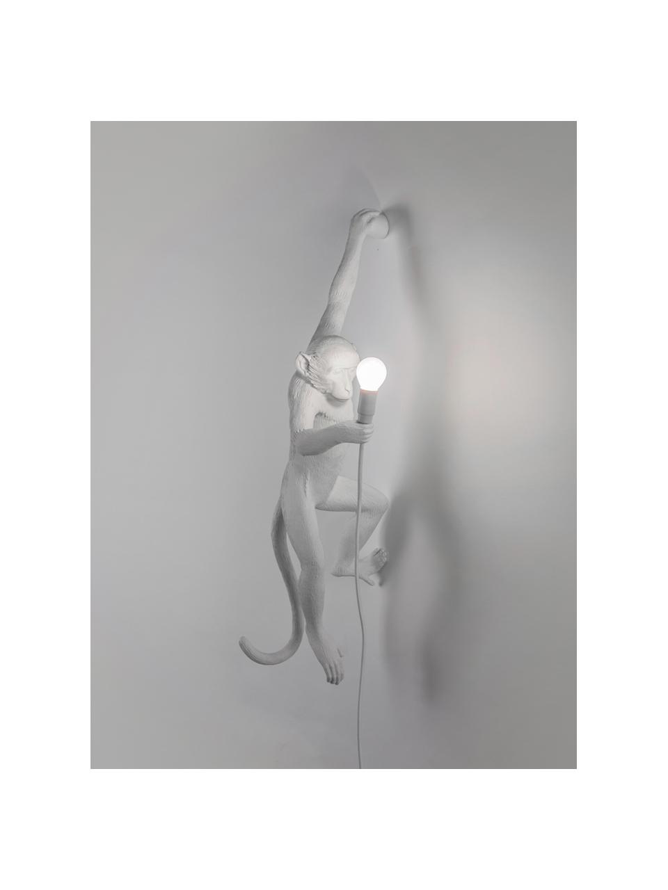 Design outdoor wandlamp Monkey met stekker, Lamp: kunsthars, Wit, B 37 x H 77 cm