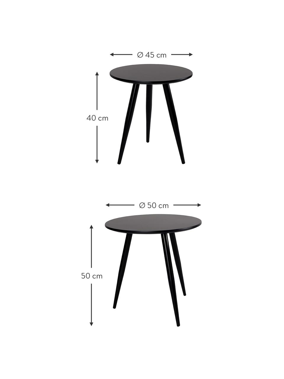 Beistelltisch 2er-Set Colette in Schwarz, Tischplatte: Mitteldichte Holzfaserpla, Schwarz, Set mit verschiedenen Größen