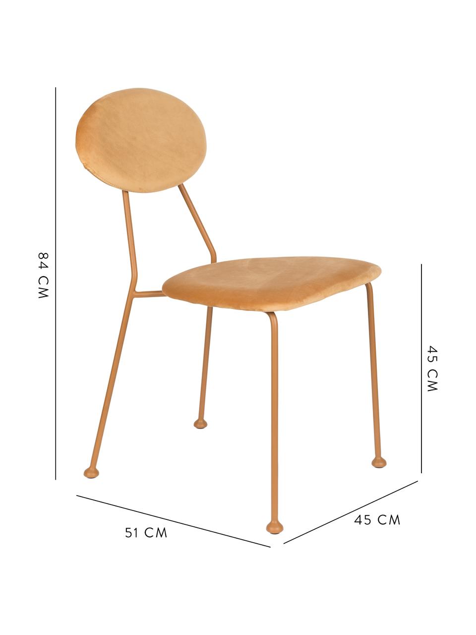 Samt-Polsterstuhl Kiss The Froggy, Bezug: Polyestersamt Der hochwer, Gestell: Metall, pulverbeschichtet, Orangegoldfarben, B 45 x T 51 cm