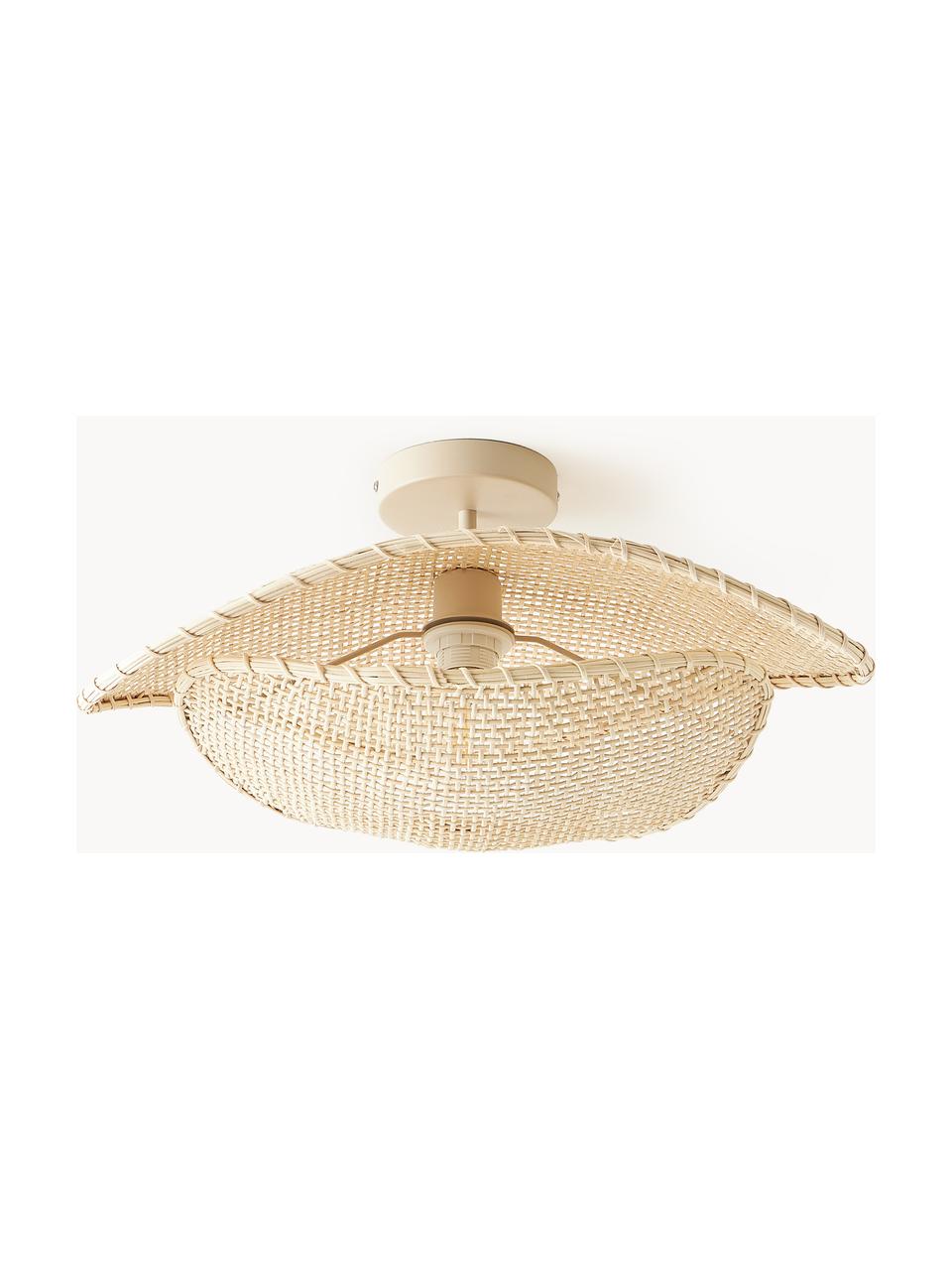 Deckenleuchte Senja aus Rattan, Baldachin: Metall, pulverbeschichtet, Beige, B 50 x H 23 cm