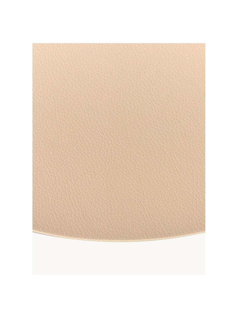 Ronde kunstleren placemats Pik, 2 stuks, Kunstleer (PVC), Beige, Ø 38 cm