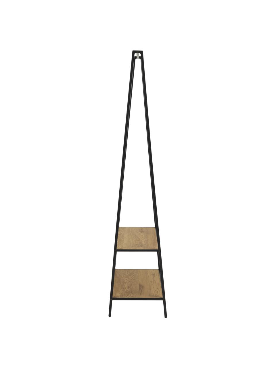 Burro de metal Seaford, Estantes: tablero de fibras de dens, Estructura: metal con pintura en polv, Look madera, negro, An 77 x Al 165 cm