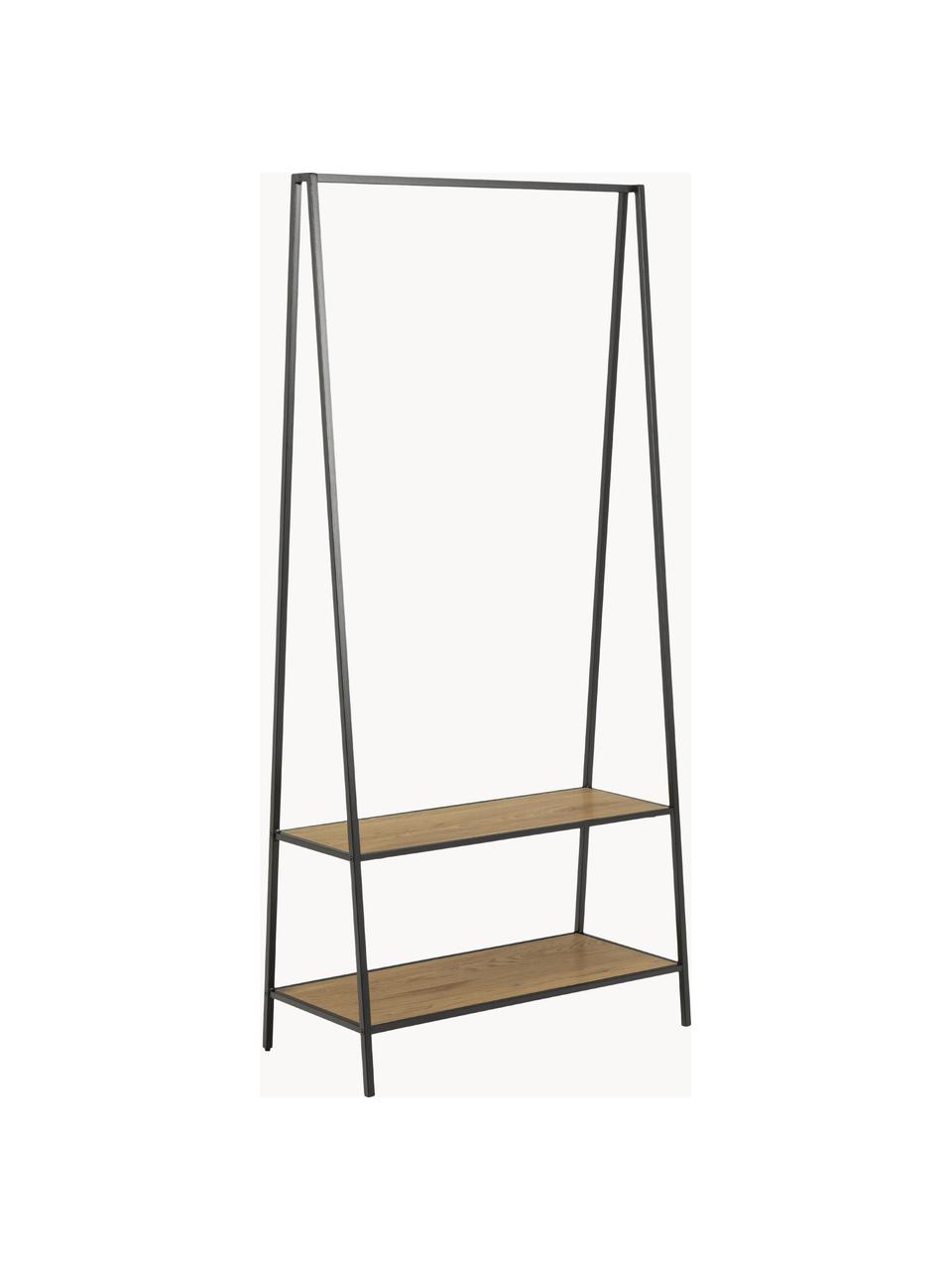 Metall-Garderobenständer Seaford, Gestell: Metall, pulverbeschichtet, Beige in Holzoptik, Schwarz, B 77 x H 165 cm