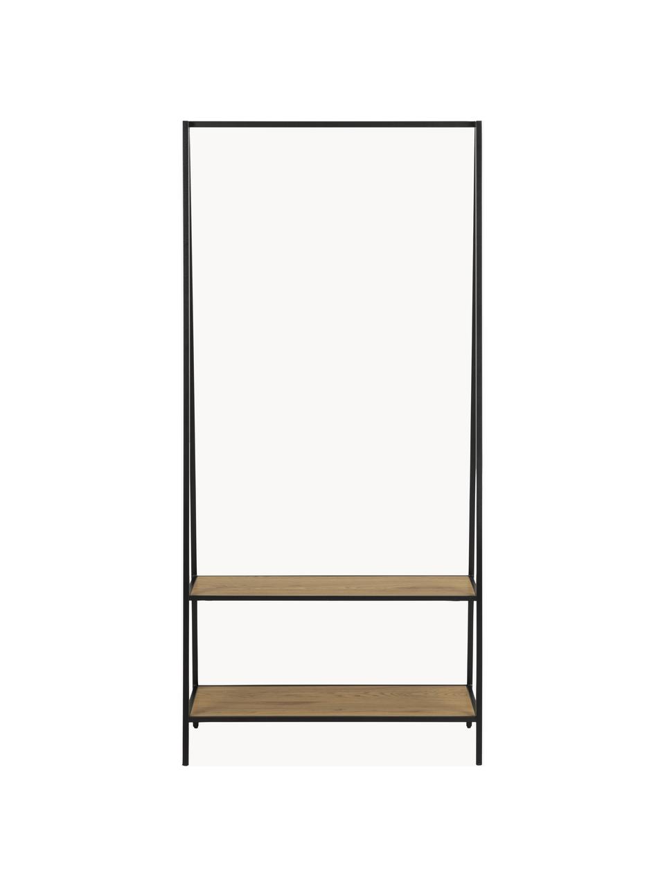 Metalen kapstok Seaford, Frame: gepoedercoat metaal, Beige in houtoptiek, zwart, B 77 x H 165 cm