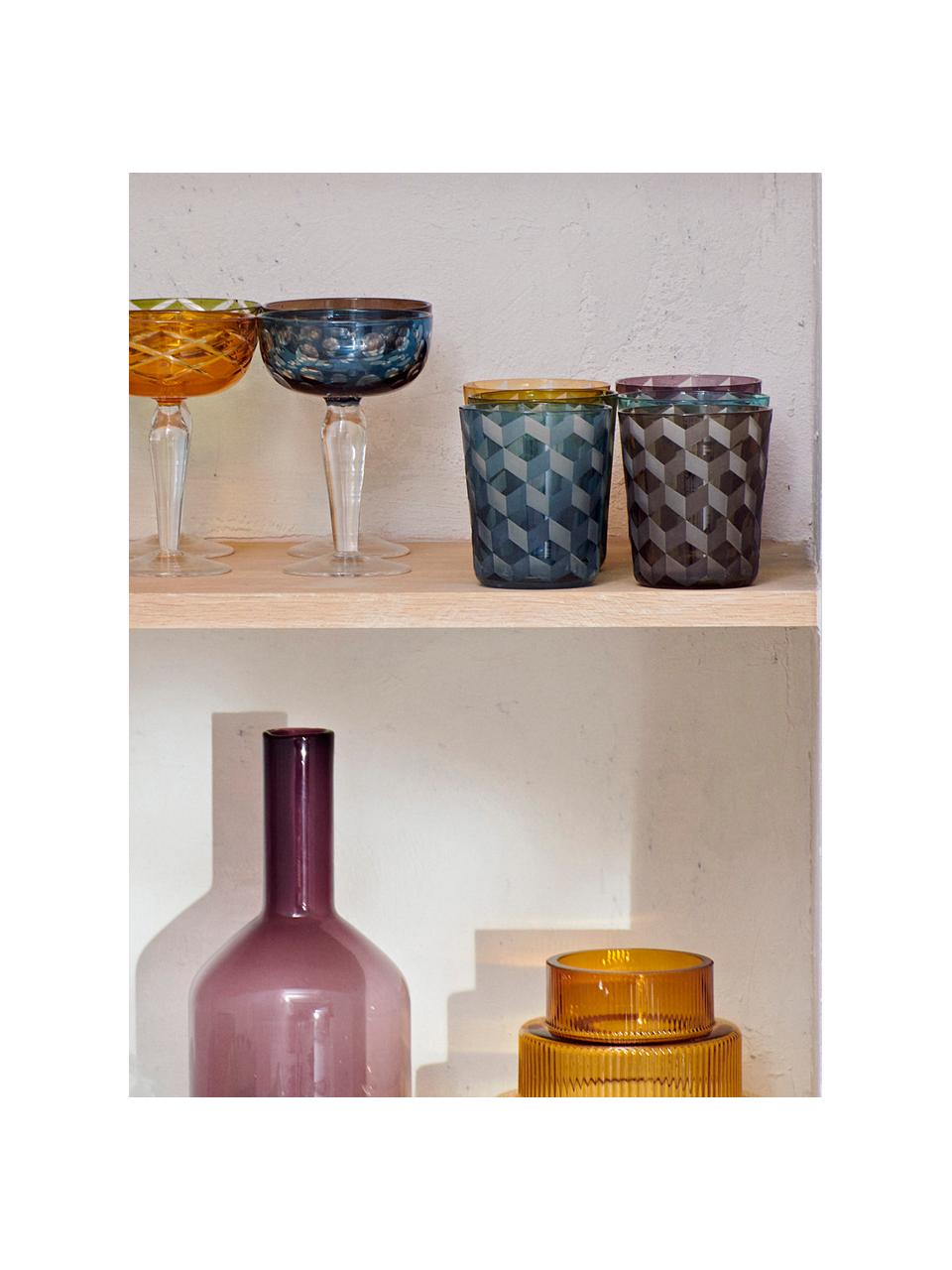 Súprava pohárov na vodu Blocks, 6 dielov, Sklo, Viacfarebná, Ø 9 x V 10 cm, 250 ml