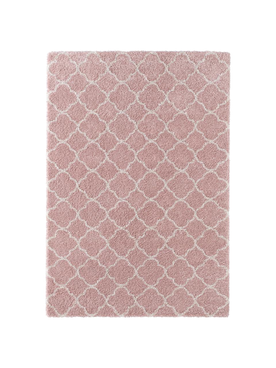 Hochflor-Teppich Luna in Rosa/Creme, Flor: 100% Polypropylen, Altrosa, Creme, B 80 x L 150 cm (Grösse XS)