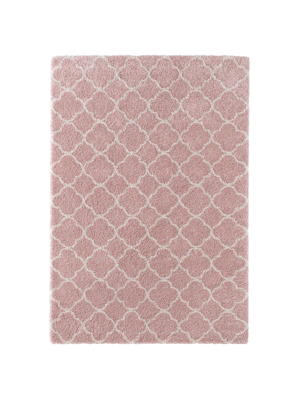 Hoogpolig vloerkleed Luna in roze/crèmekleur, Bovenzijde: 100% polypropyleen, Onderzijde: jute, Oudroze, crèmekleurig, B 80 x L 150 cm (maat XS)