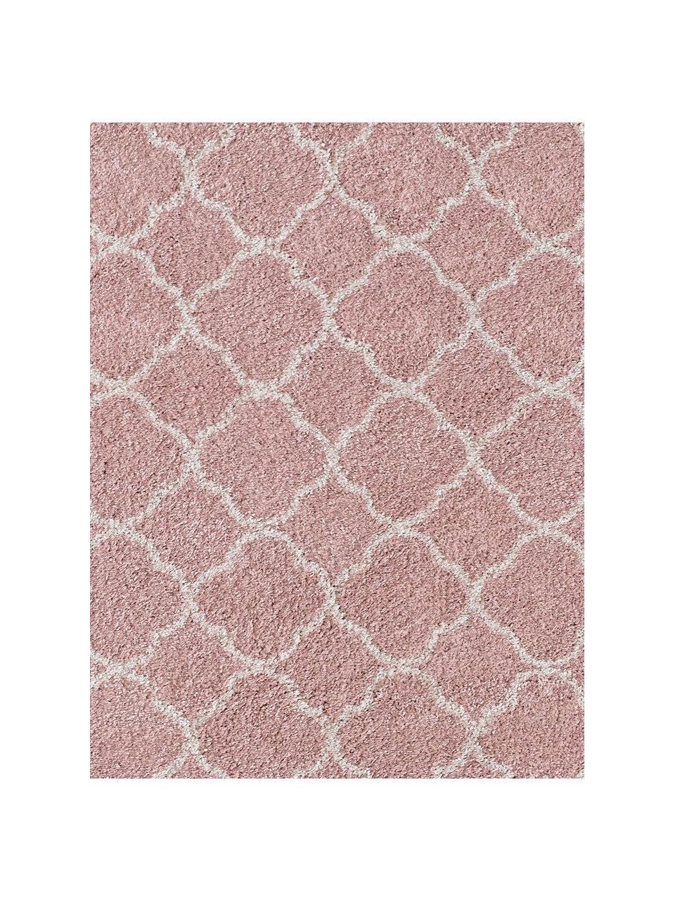 Hochflor-Teppich Luna in Rosa/Creme, Flor: 100% Polypropylen, Altrosa, Creme, B 80 x L 150 cm (Größe XS)