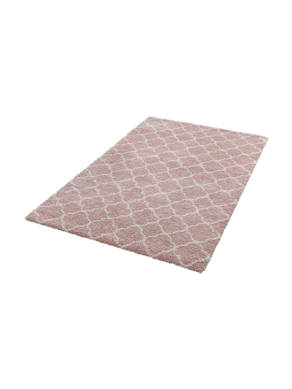 Hochflor-Teppich Luna in Rosa/Creme, Flor: 100% Polypropylen, Altrosa, Creme, B 80 x L 150 cm (Grösse XS)