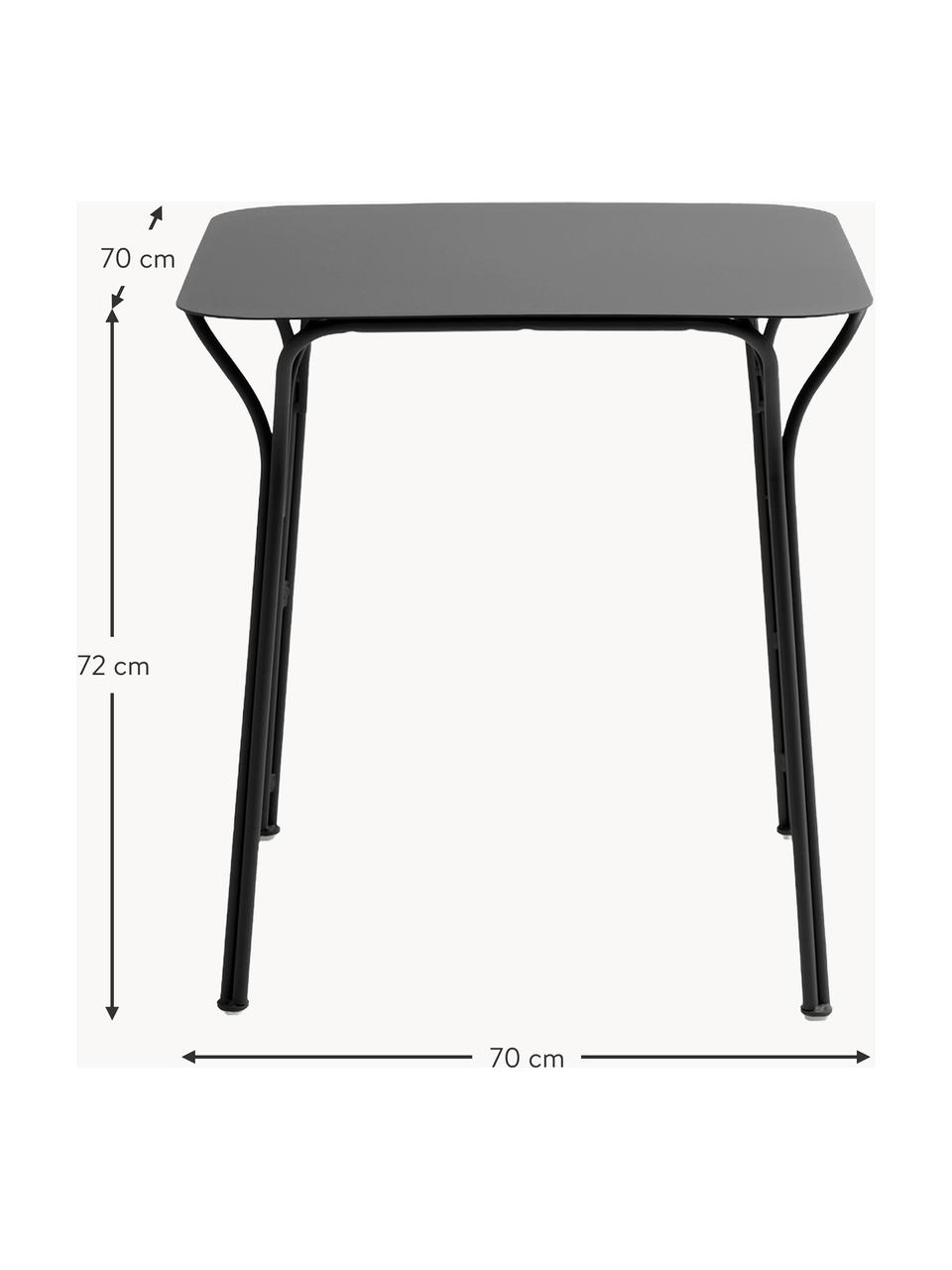 Tuintafel Hiray, 70 x 70 cm, Verzinkt gelakt staal, Zwart, B 70 x D 70 cm