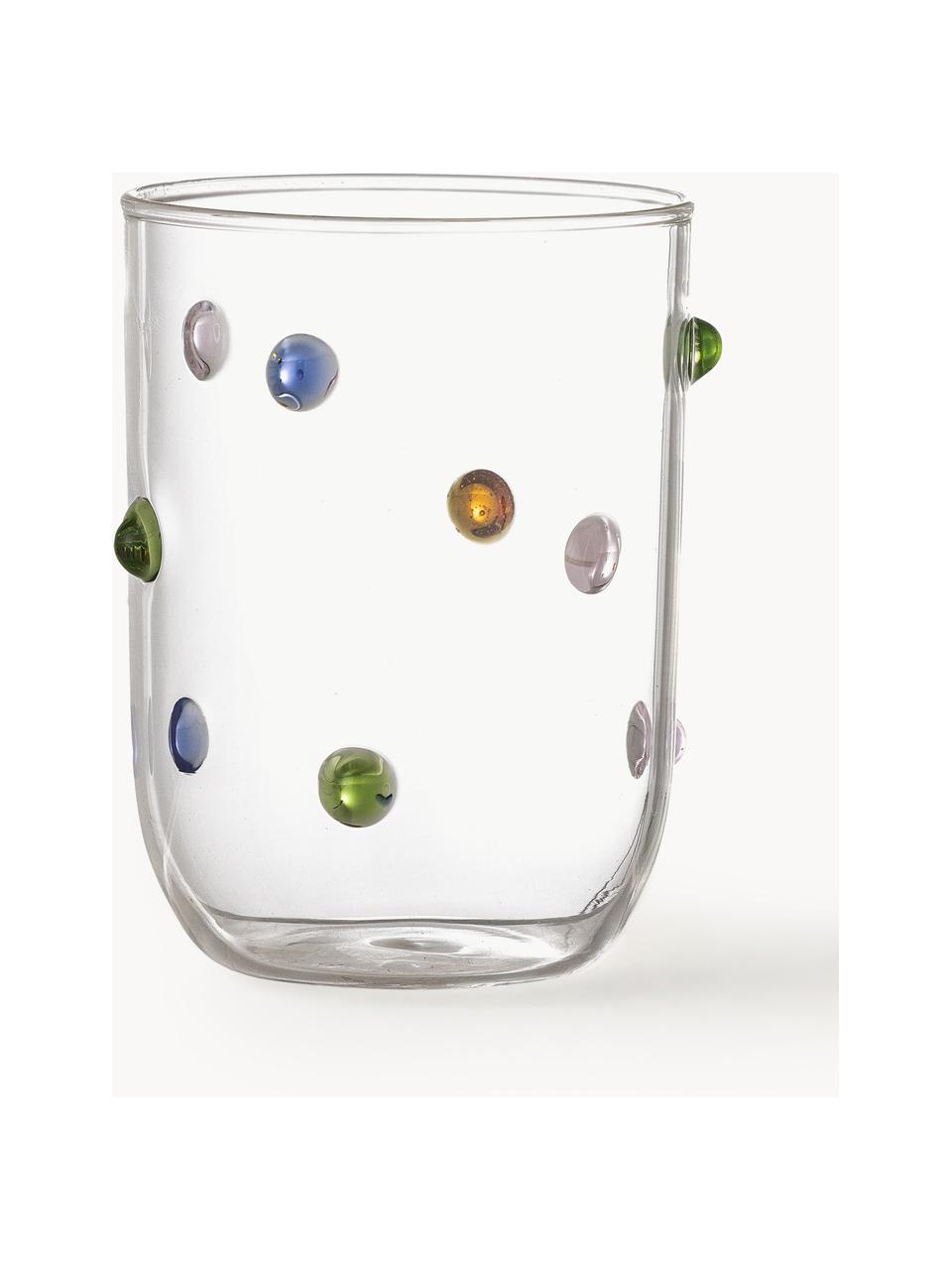 Mundgeblasenes Wasserglas Thalia, Glas, mundgeblasen, Transparent, Mehrfarbig, Ø 8 x H 11 cm, 400 ml