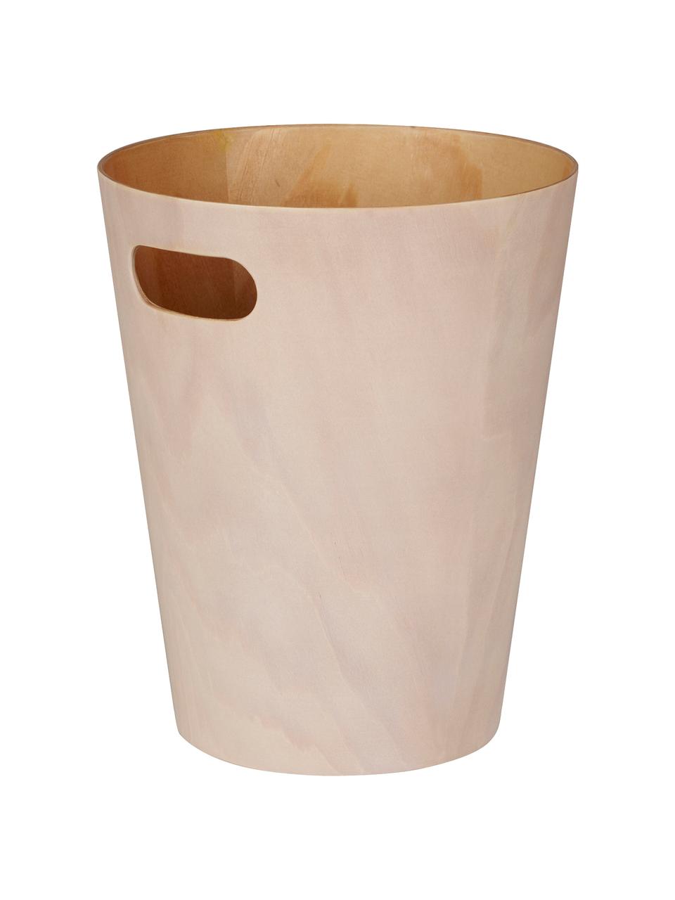 Papelera pequeña Woodrow Can, Madera pintada, Blanco, madera clara, Ø 23 x Al 28 cm