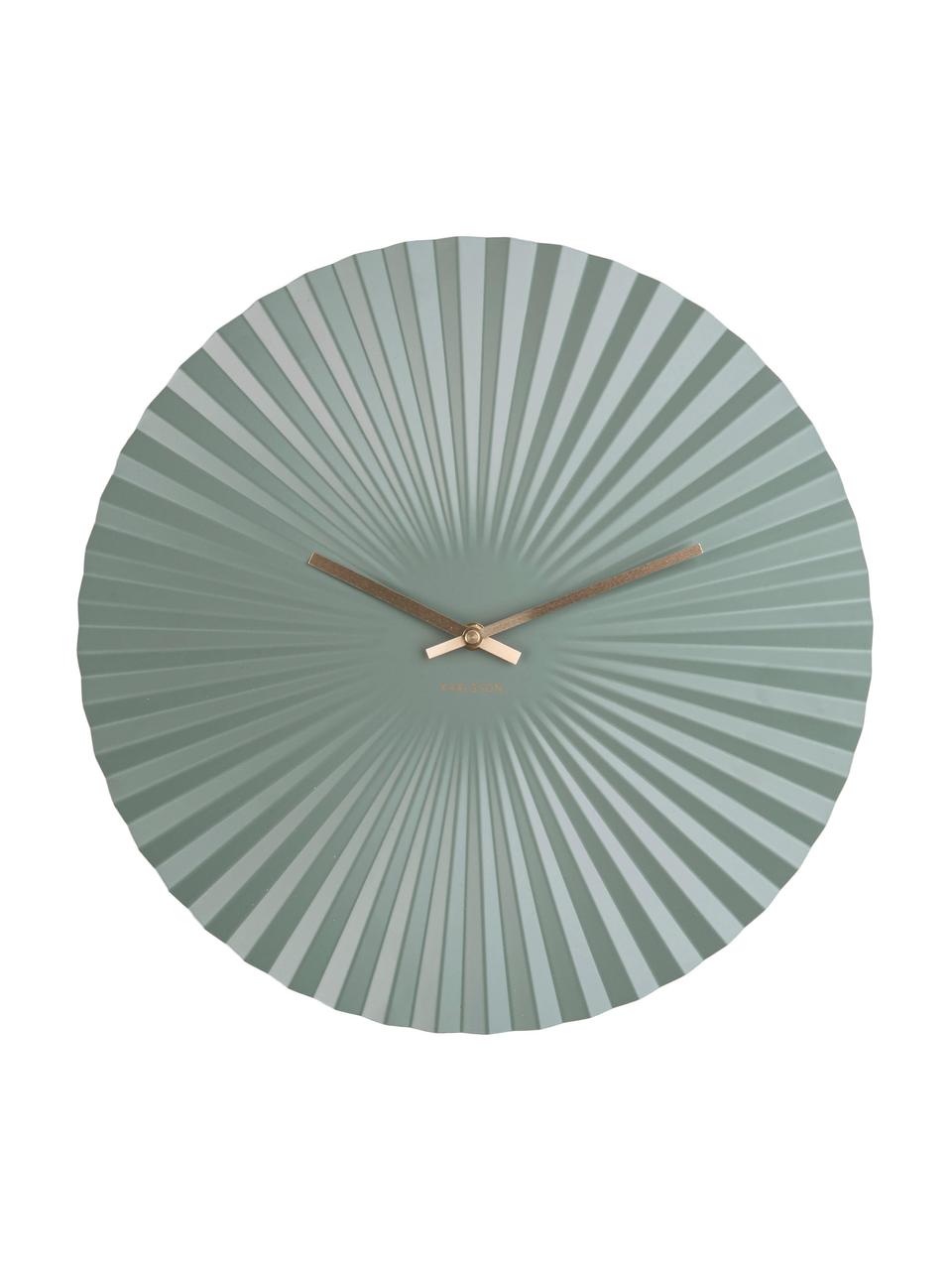 Horloge murale Sensu, Métal, enduit, Vert menthe, couleur laitonnée, Ø 40 cm
