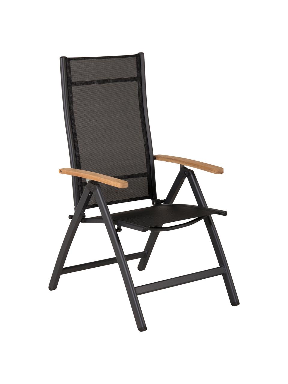 Skládací zahradní židle Panama, Černá, teakové dřevo, Š 58 cm, H 75 cm