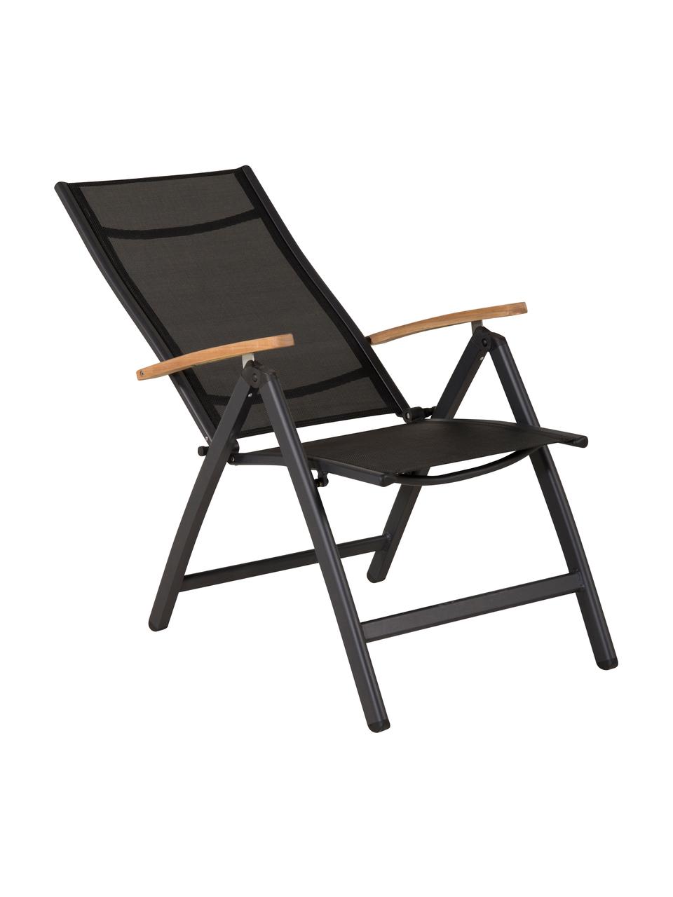 Chaise de jardin pliante Panama, Noir, bois de teck, larg. 58 x prof. 75 cm