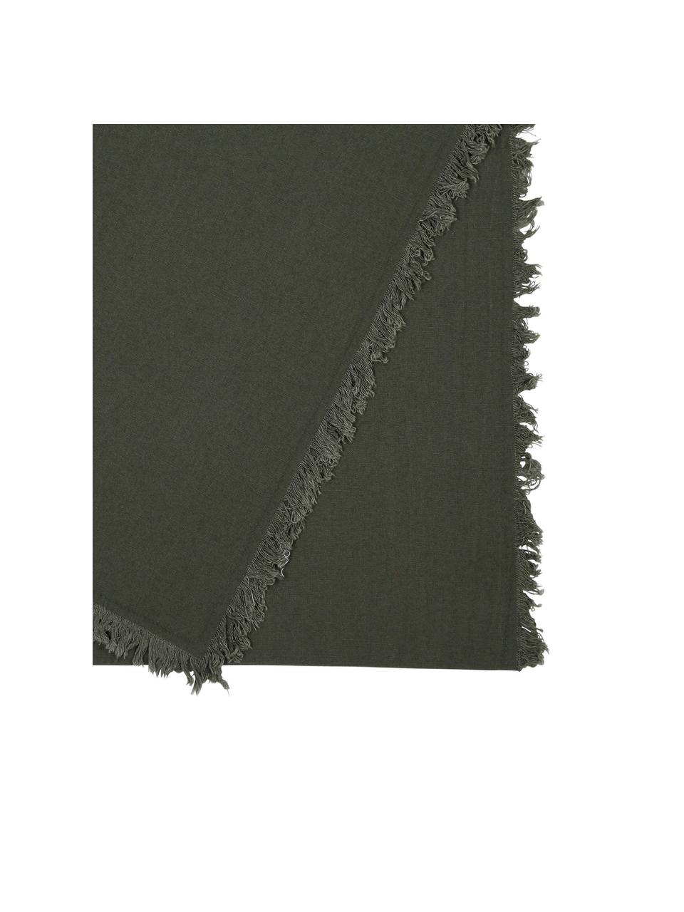 Tovaglia in cotone grigio con frange Nalia, Cotone, Grigio, Per 4-6 persone (Larg. 160 x Lung. 160 cm)