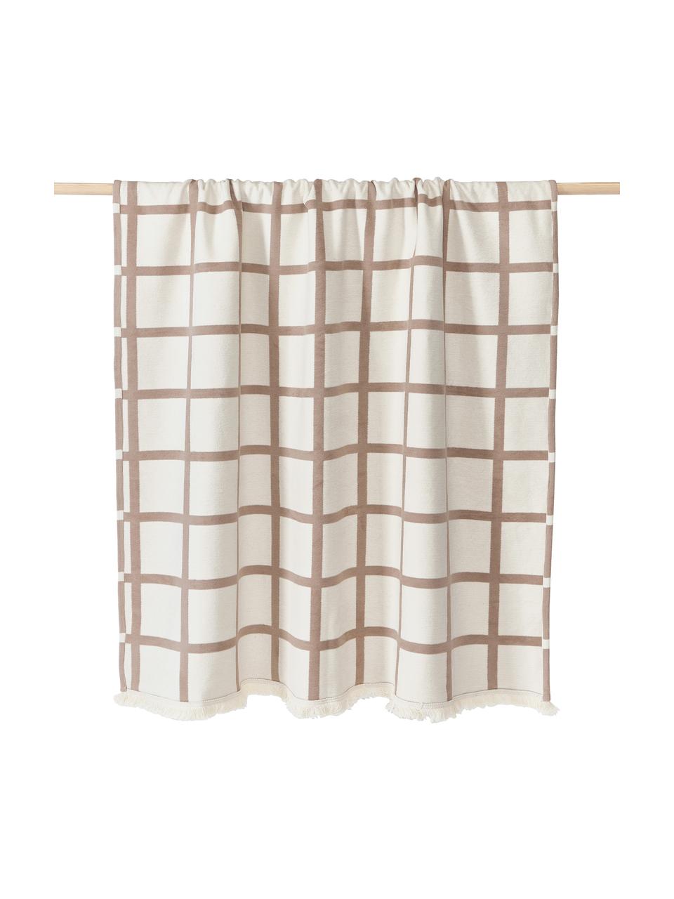 Geruite plaid Edison met franjes, 100% katoen

Het in dit product gebruikte materiaal is getest op schadelijke stoffen en gecertificeerd volgens STANDARD 100 door OEKO-TEX®, 5726CIT, CITEVE., Beige, crèmewit, B 130 x L 170 cm