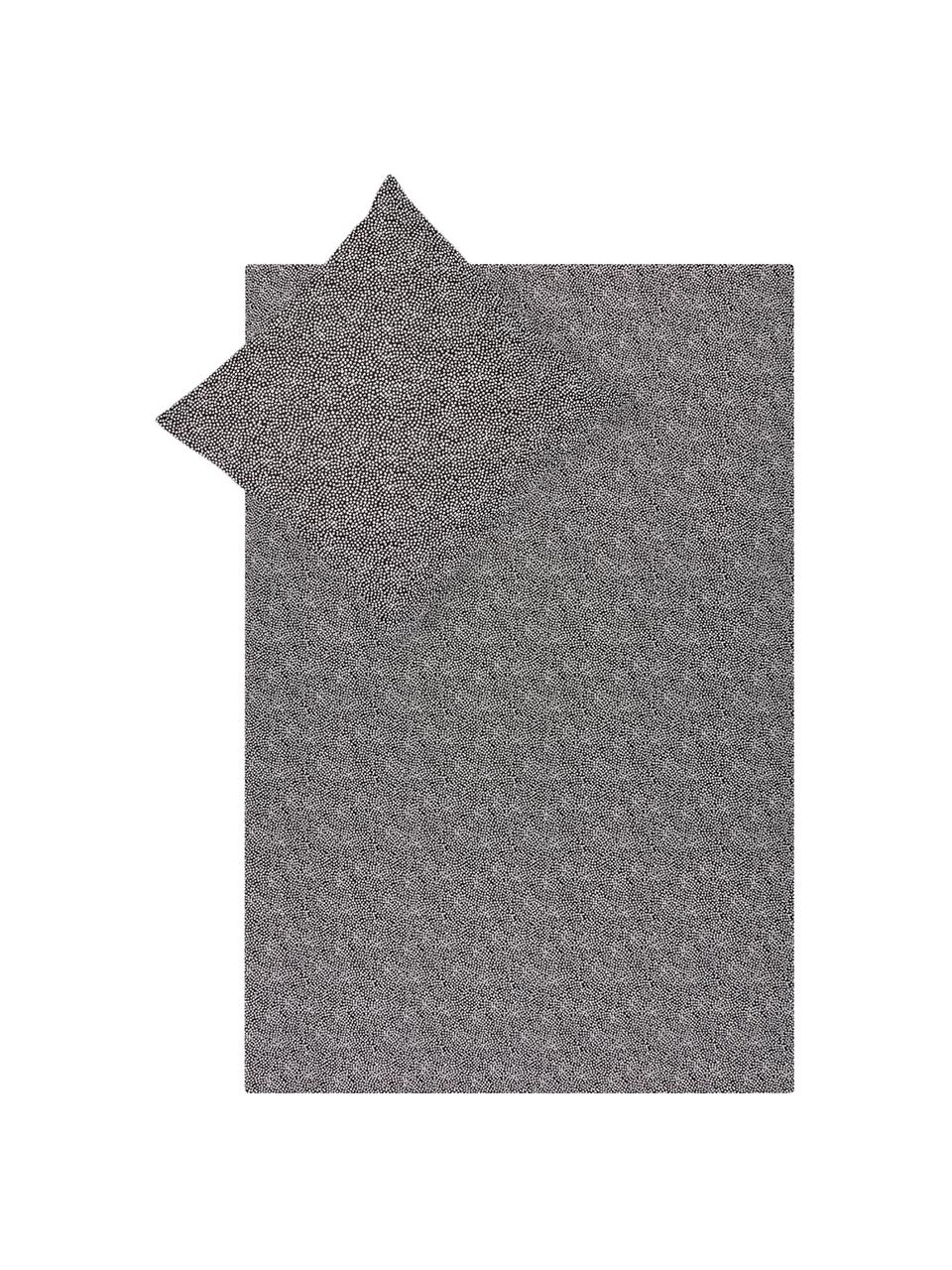 Dwustronna pościel z flaneli Dots & Doodles, Antracytowy, biały, 135 x 200 cm