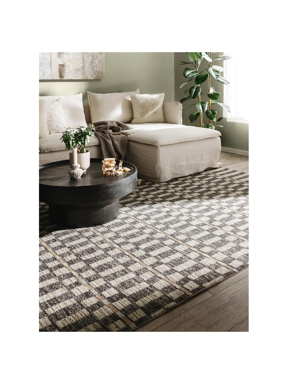 Tapis à motifs Elena, 65 % polyester, 35 % jute, Taupe, beige, larg. 120 x long. 170 cm (taille S)