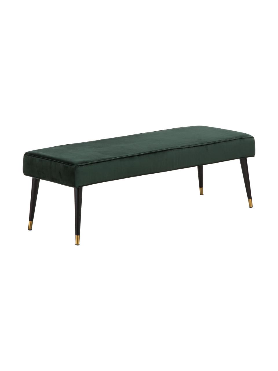 Banco de terciopelo Beverly, Tapizado: terciopelo (poliéster) El, Estructura: madera de eucalipto, Patas: metal con pintura en polv, Verde oscuro, An 140 x Al 46 cm