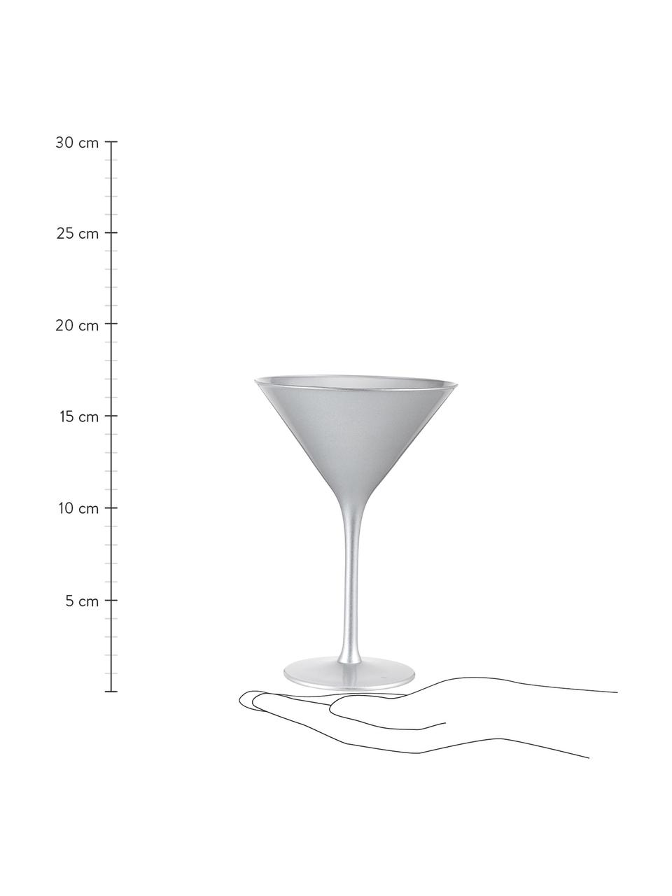 Copas martini de cristal Elements, 6 uds., Cristal recubierto, Plateado, Ø 12 x Al 17 cm, 240 ml