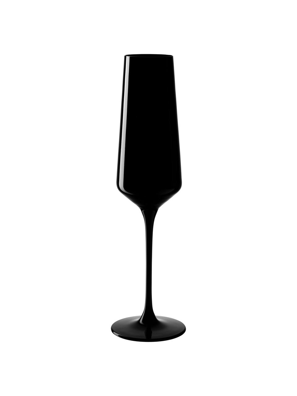 Copas flauta de champán Etna, 2 uds., Vidrio pintado en negro, Negro, Ø 8 x Al 26 cm, 280 ml