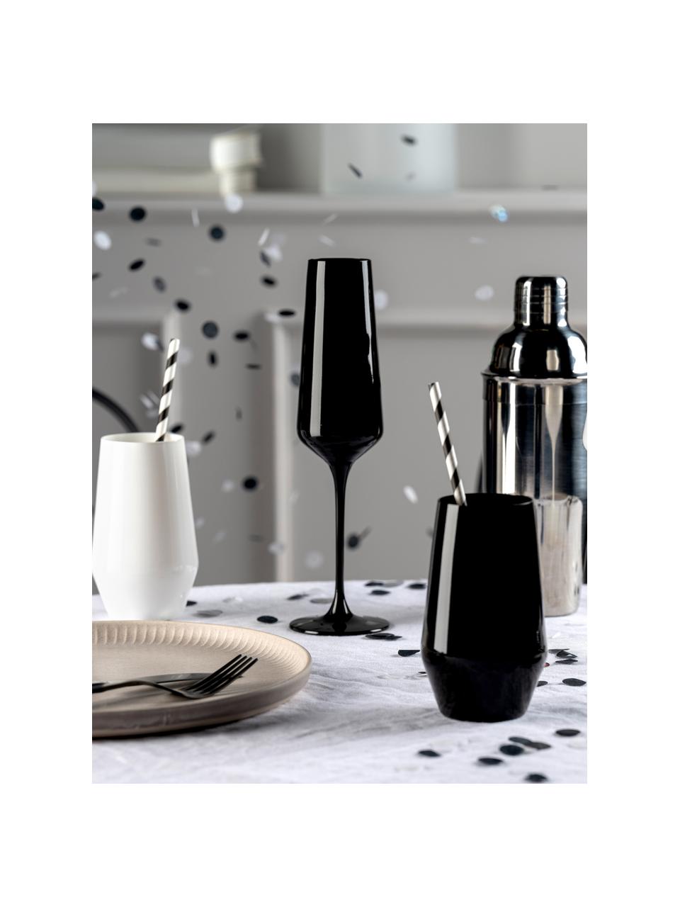 Copas flauta de champán Etna, 2 uds., Vidrio pintado en negro, Negro, Ø 8 x Al 26 cm, 280 ml