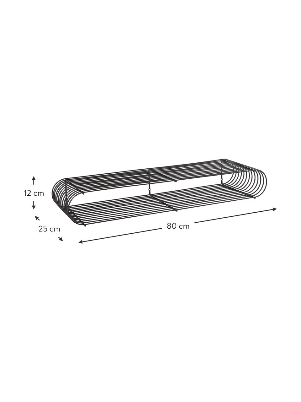 Metall-Wandregal Curva, B 80 cm, Stahl, pulverbeschichtet, Schwarz, matt, B 80 x H 12 cm