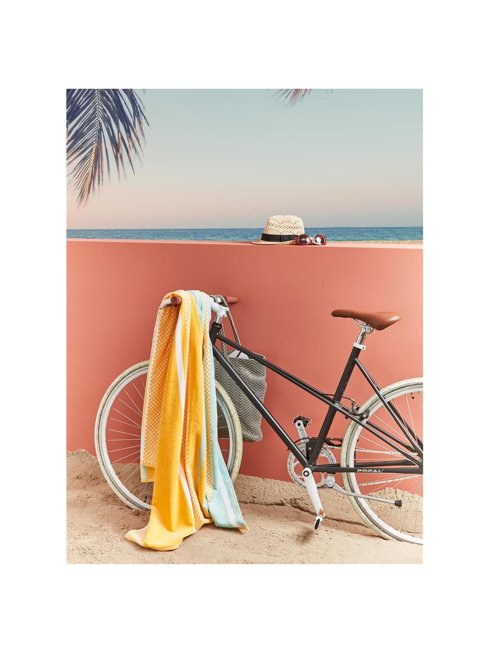 Ręcznik plażowy Sunny Lime, Żółty, jasny niebieski, S 100 x D 180 cm