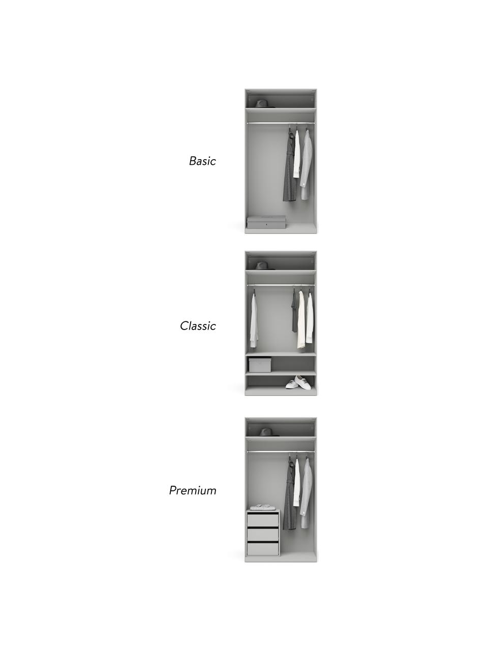Modulaire draaideurkast Leon, 100 cm breed, diverse varianten, Frame: spaanplaat, FSC-gecertifi, Grijs, Basis interieur, hoogte 200 cm