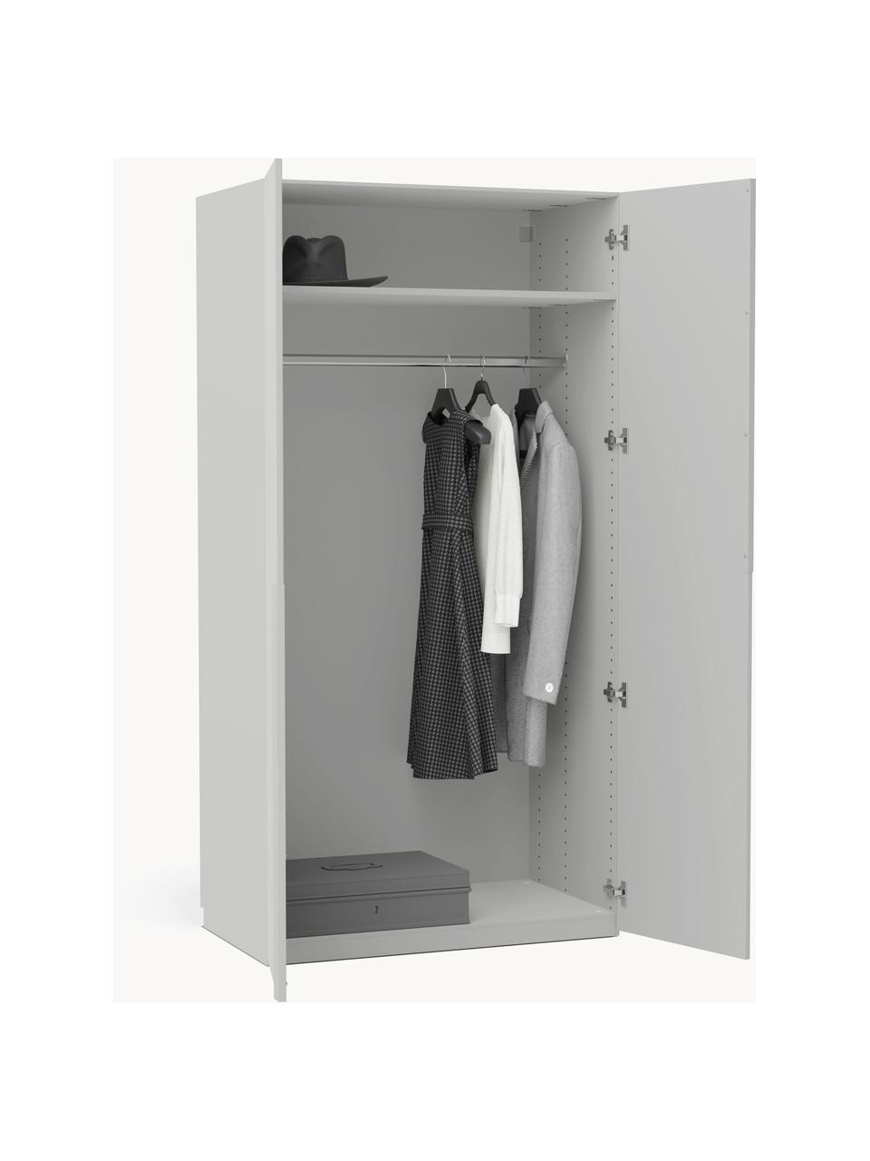 Armario modular Leon, 2 puertas (100 cm), diferentes variantes, Estructura: tablero aglomerado revest, Gris claro, Interior Basic (An 100 x Al 200 cm)