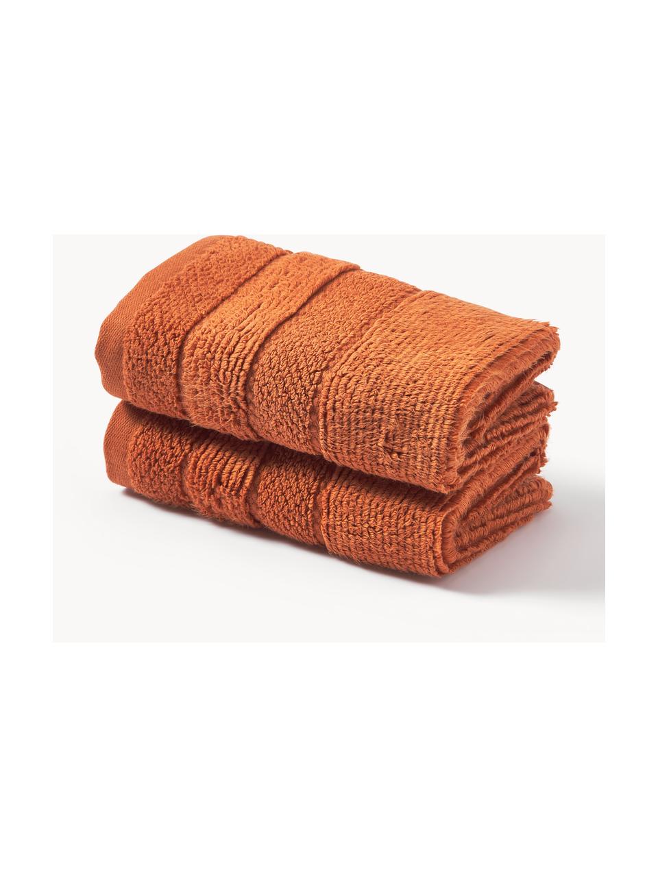 Handdoek Luxe met gestreepte rand, in verschillende formaten, Terracotta, Douchehanddoek, B 70 x L 140 cm