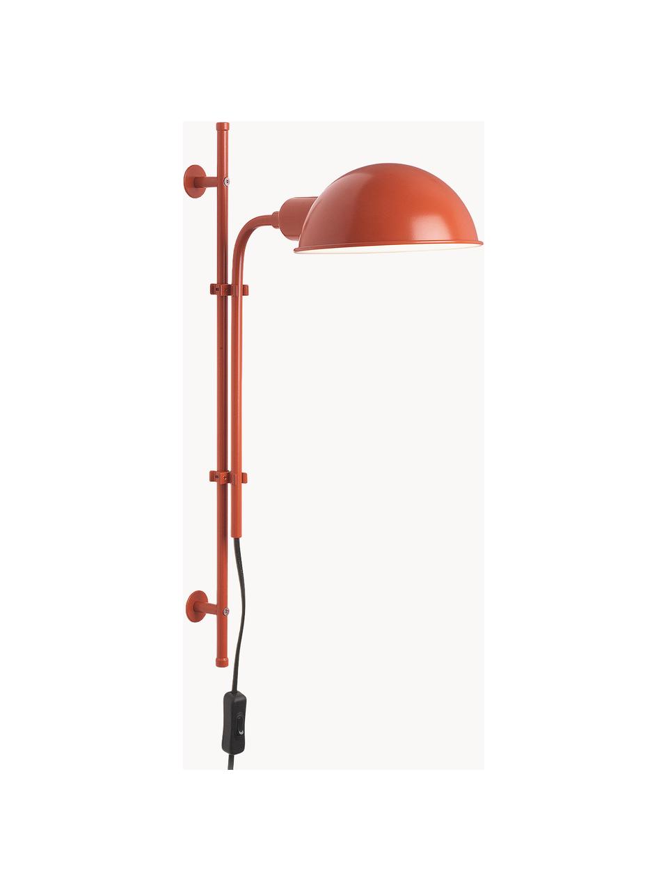 Wandleuchte Funiculí mit Stecker und verstellbarem Lampenschirm, Lampenschirm: Aluminium, beschichtet, Terrakotta, glänzend, T 30 x H 49 cm