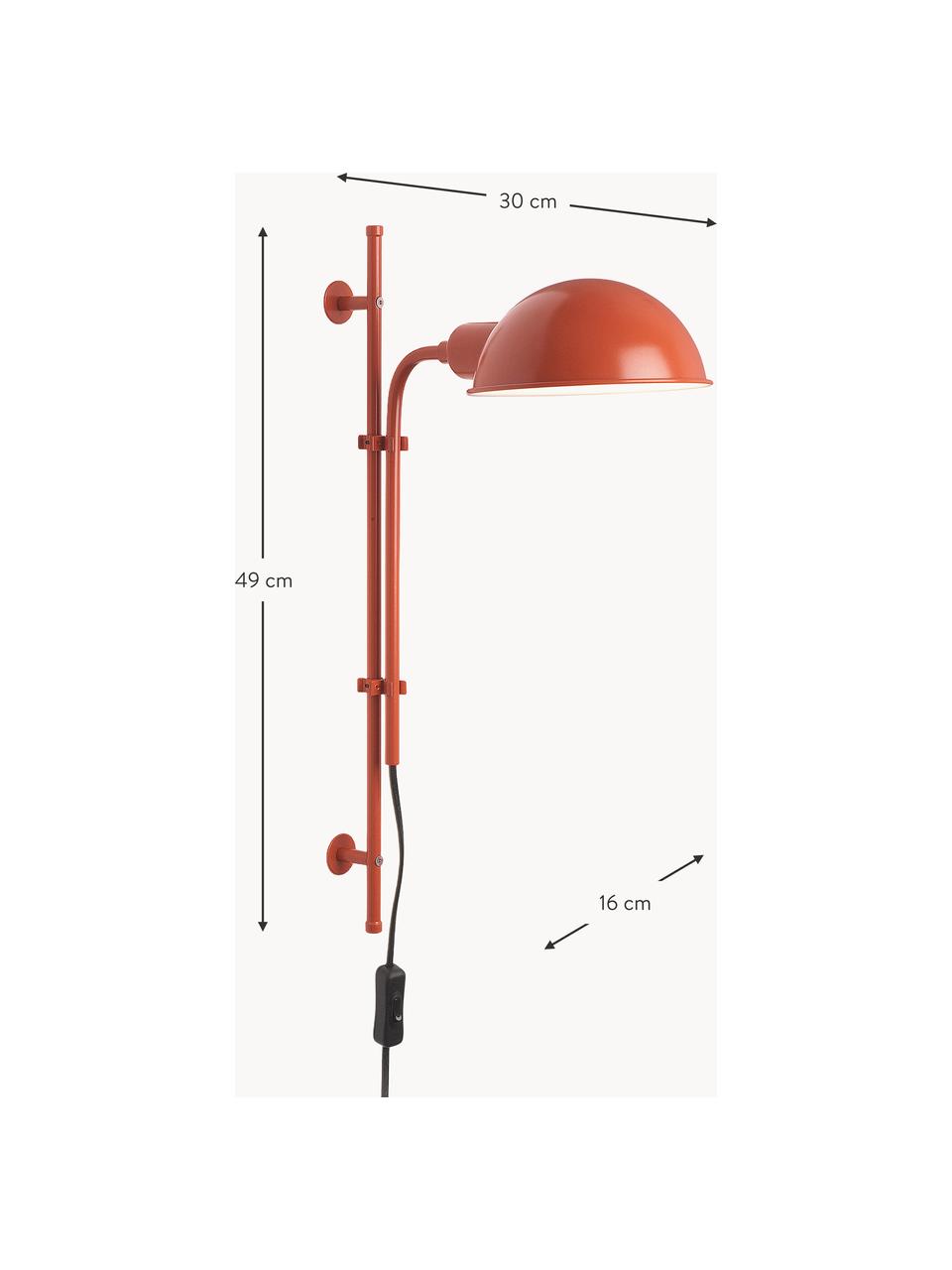 Wandleuchte Funiculí mit Stecker und verstellbarem Lampenschirm, Lampenschirm: Aluminium, beschichtet, Terrakotta, glänzend, T 30 x H 49 cm