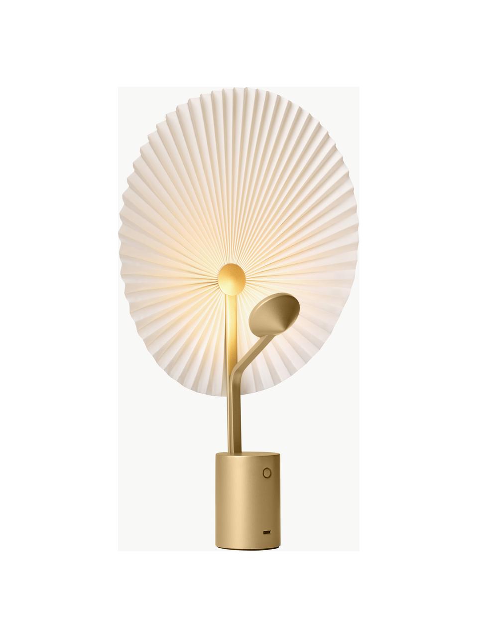 Veľká prenosná stolová LED lampa Liris, Biela, odtiene zlatej, Š 28 x V 45 cm