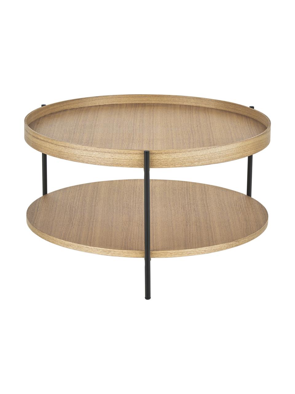 Ronde houten salontafel Renee, Frame: gepoedercoat metaal, Licht hout, Ø 69 x H 39 cm