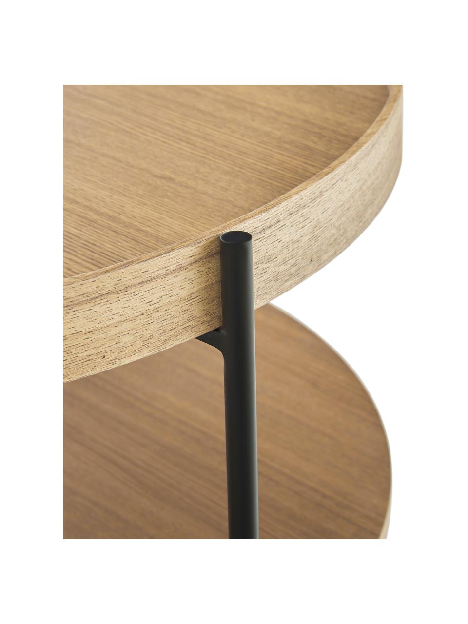 Stolik kawowy z drewna Renee, Blat: płyta pilśniowa średniej , Stelaż: metal malowany proszkowo, Jasne drewno naturalne, Ø 69 cm