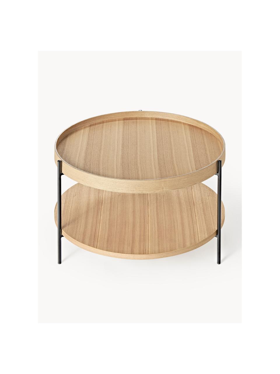 Ronde houten salontafel Renee, Frame: gepoedercoat metaal, Essenhout, Ø 69 cm