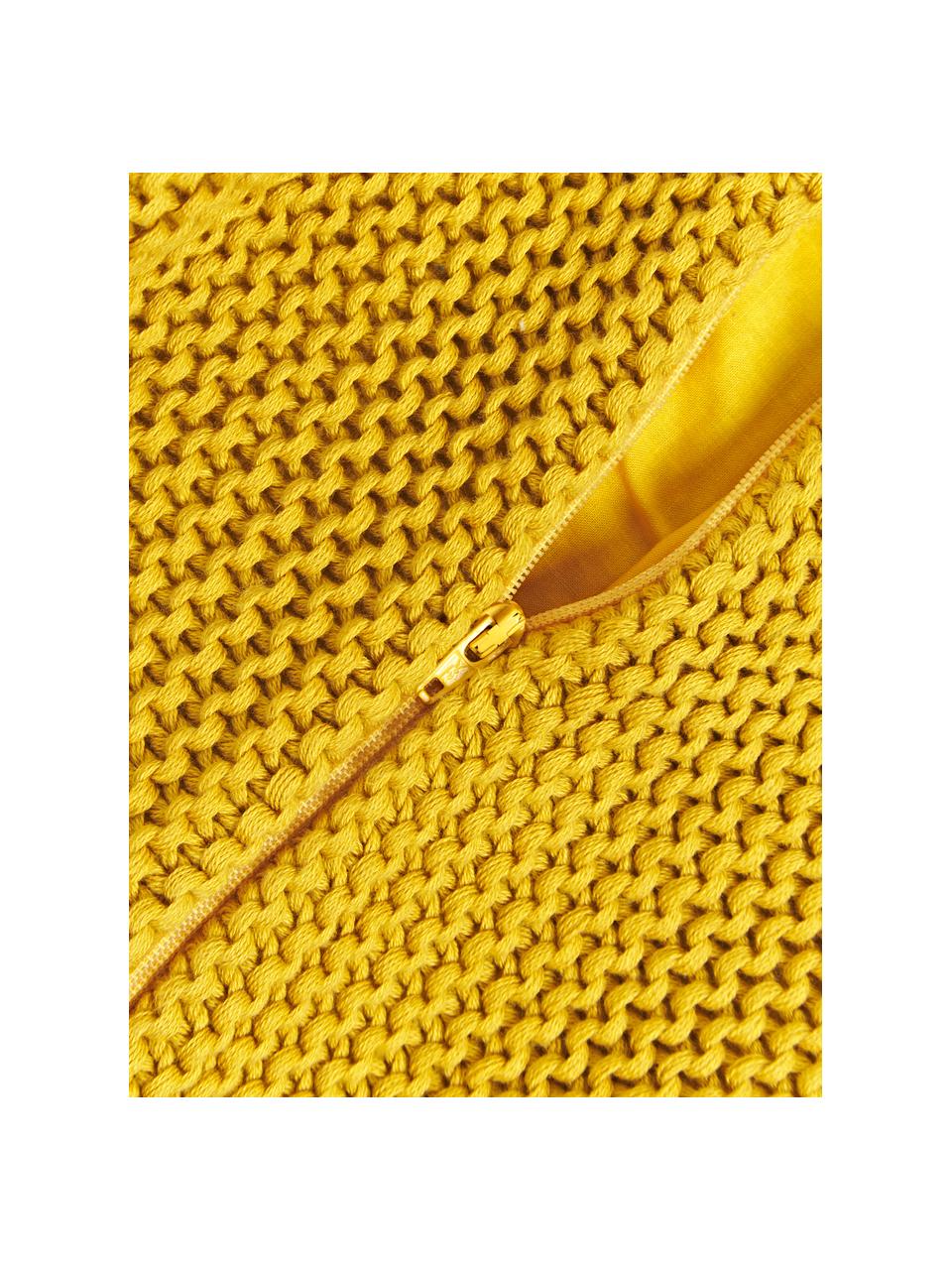 Funda de cojín de punto de algodón ecológico Adalyn, 100% algodón ecológico, certificado GOTS, Amarillo, An 30 x L 50 cm