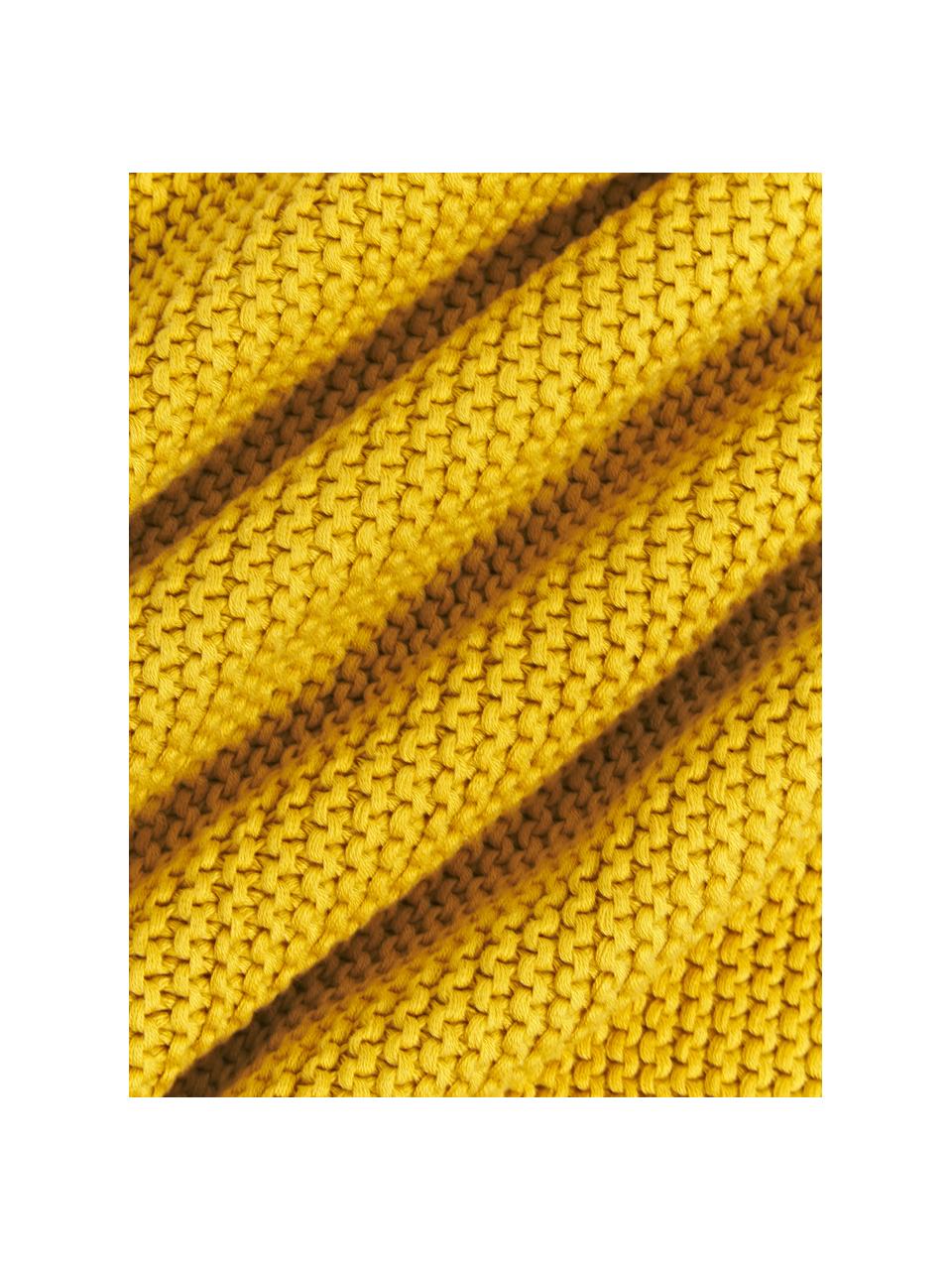 Housse de coussin rectangulaire tricot jaune moutarde Adalyn, 100 % coton bio, certifié GOTS, Jaune, larg. 30 x long. 50 cm