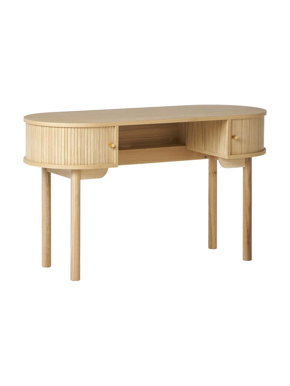 Psací stůl s žebrováním Front, Světlé dřevo, Š 130 cm, H 50 cm