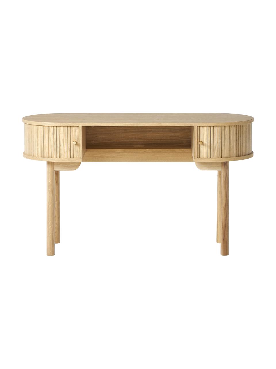 Psací stůl s žebrováním Front, Světlé dřevo, Š 130 cm, H 50 cm