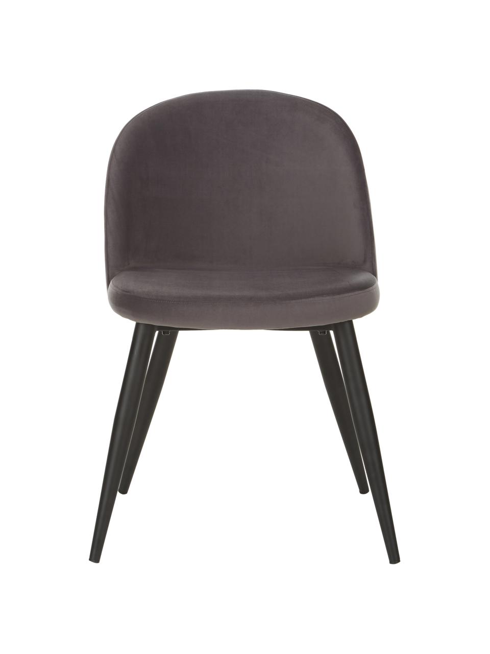 Moderní sametová čalouněná židle Amy, 2 ks, Tmavě šedá