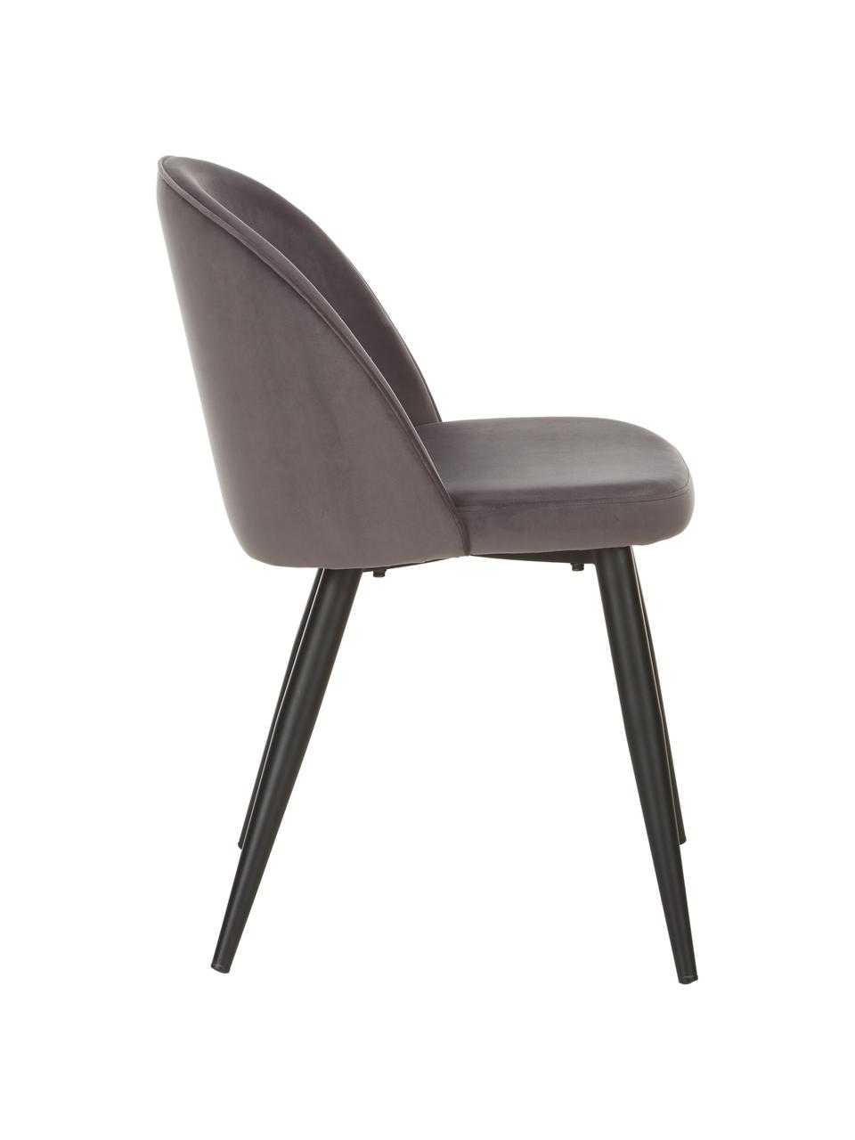 Chaise moderne en velours Amy, 2 pièces, Gris foncé