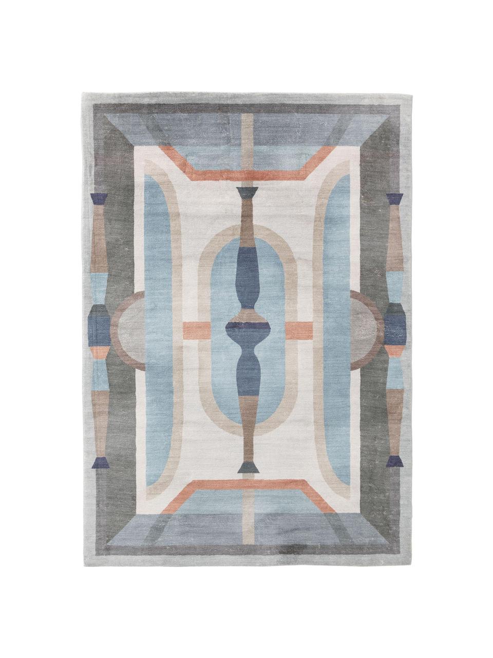 Gemusterter Teppich Mara in Blautönen, 100% Polyester, Blau, Mehrfarbig, B 160 x L 230 cm (Größe M)